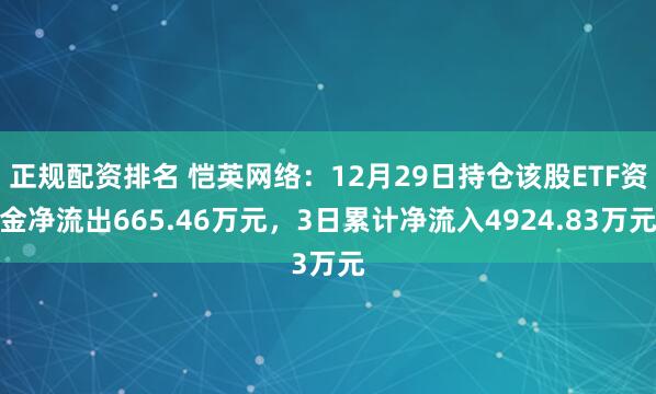 正规配资排名 恺英网络：12月29日持仓该股ETF资金净流出665.46万元，3日累计净流入4924.83万元