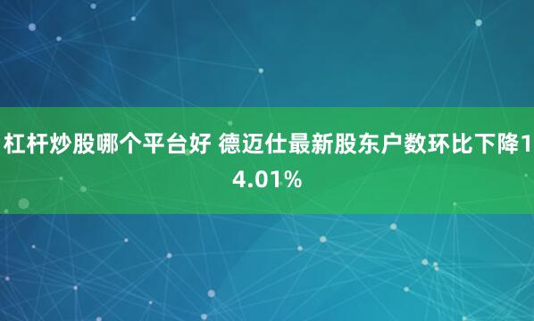 杠杆炒股哪个平台好 德迈仕最新股东户数环比下降14.01%